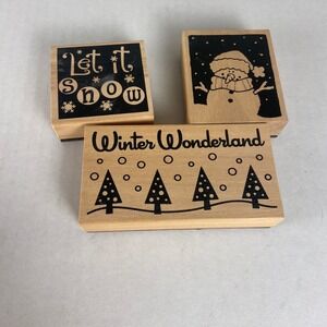 Winter Wonderland Snowman Rubber Stamp Set‎ Christmas Crafting Scrapbooking